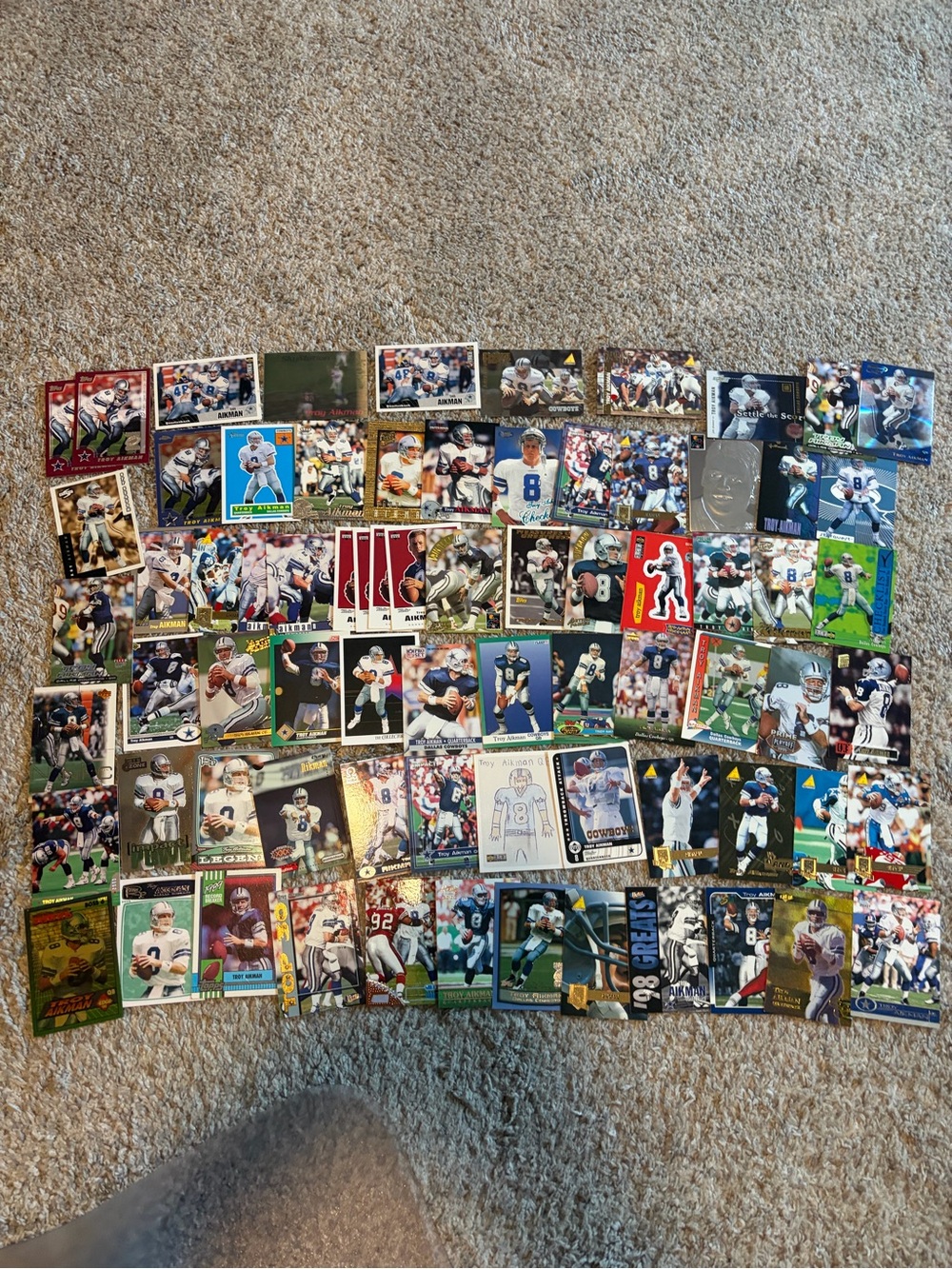 Lot of 74 Troy Aikman football cards Dallas Cowboys UCLA with inserts
